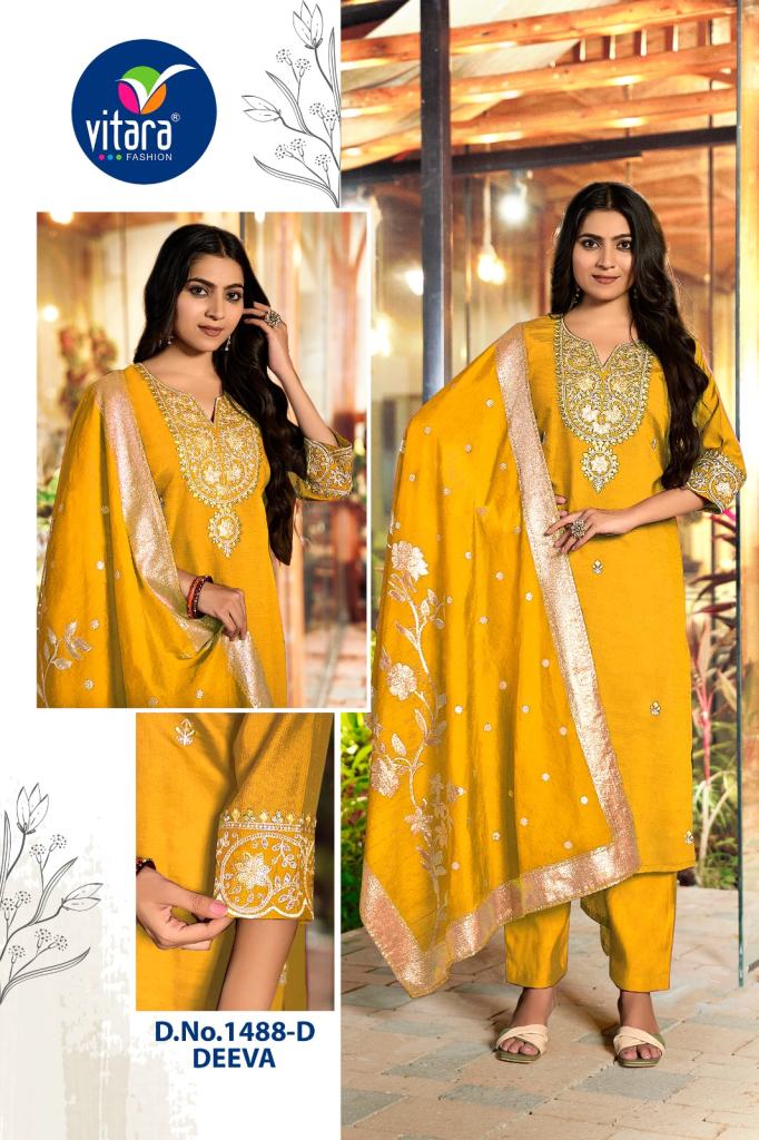 Vitara Deeva Embroidery Kurti Pant And Dupatta