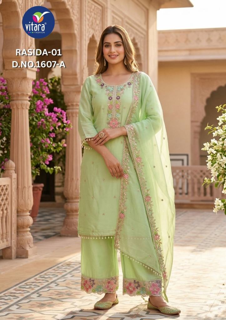 Vitara Rasida Vol 1 Embroidered Kurti With Bottom Dupatta