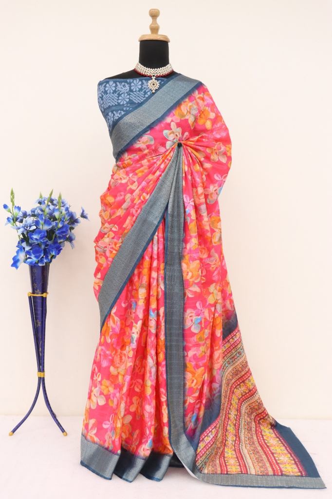 Vrinda Jalpa Sarees Lichi Jacquard Silk Saree 