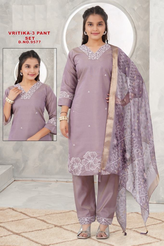 Vritika Vol 3 Pant Set Kurti And Bottom Dupatta