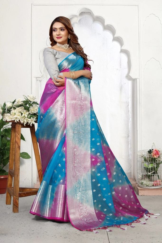 Vt 5027 Pure Oraganza Embroidery Work Saree Collection