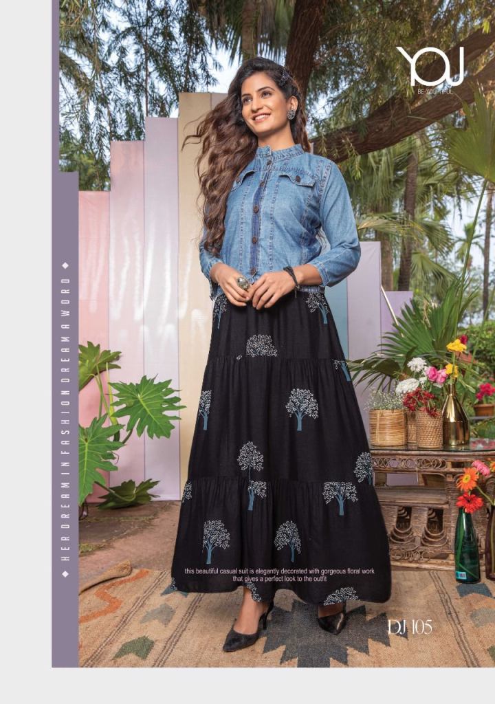 Tips & Tops Mantra Vol 3 Denim Jackets With Long Kurtis