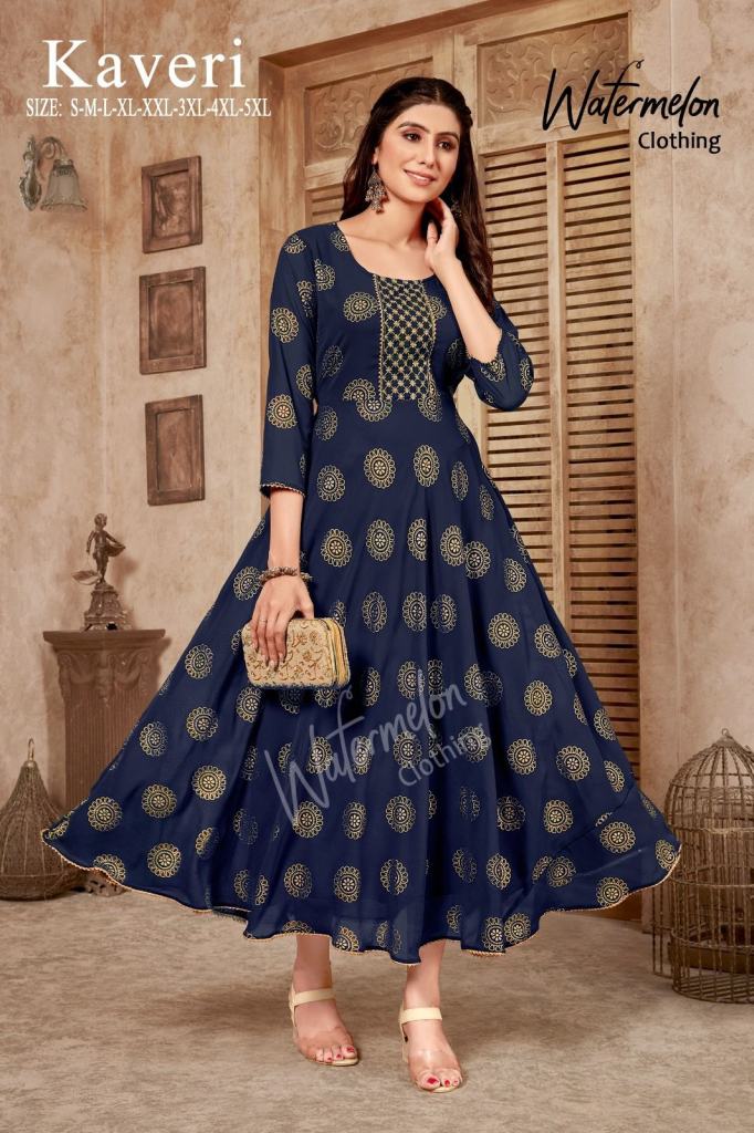 Women's Printed Rayon Long Anarkali Kurt... | Long anarkali, Anarkali kurti,  Kurti