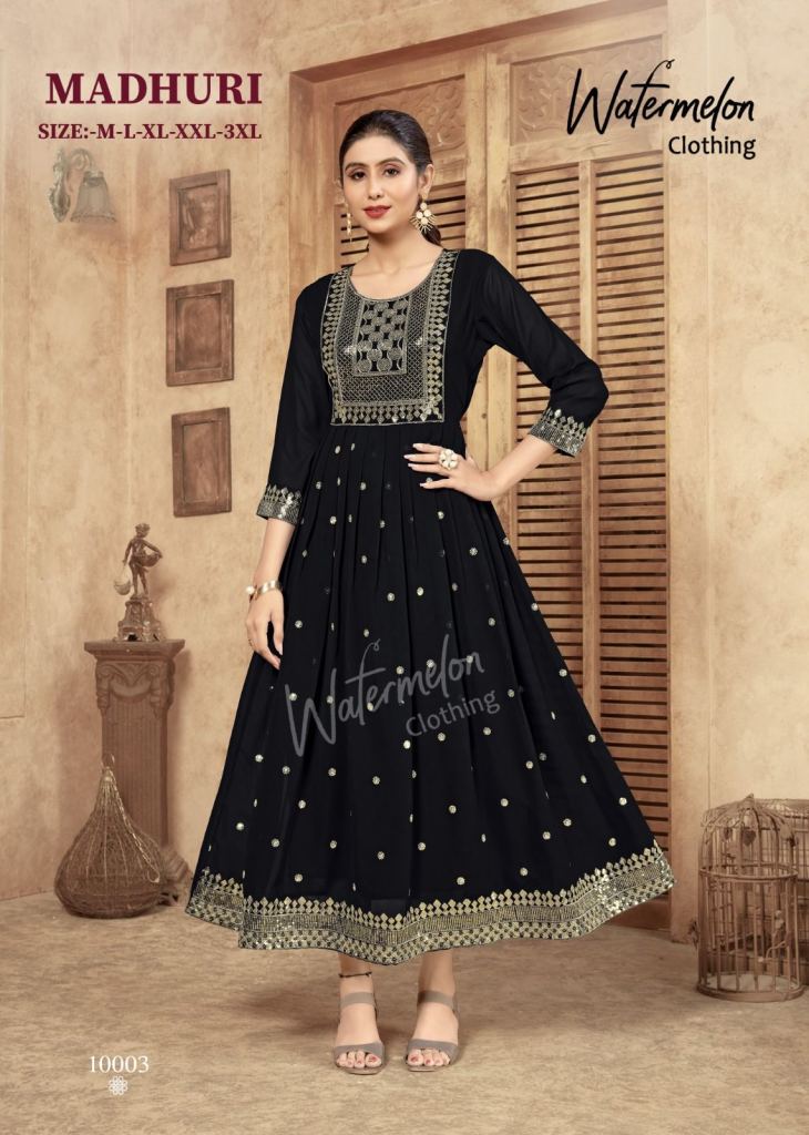 Black Rayon Embroidered Anarkali Kurti | Diya Trends-Jun-1004 | Cilory.com