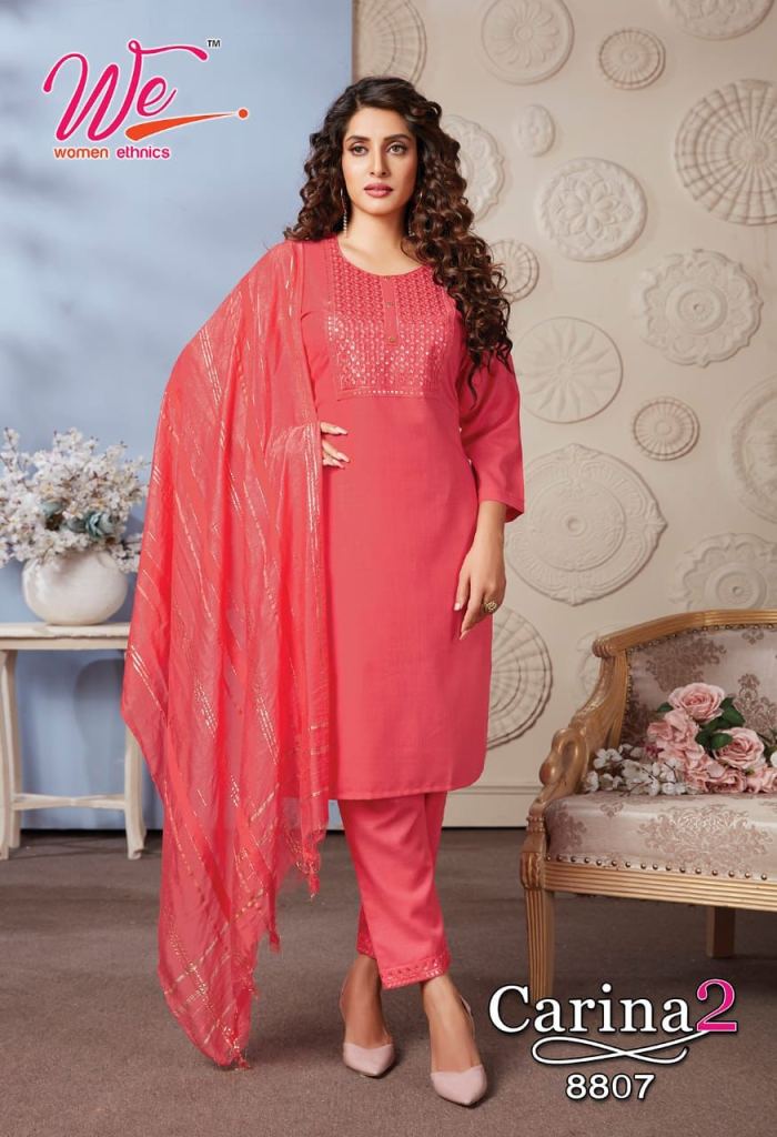 We Carina vol  2 Soft Daina  Ready Made  Designer Kurtis With Bottom Dupatta Collection