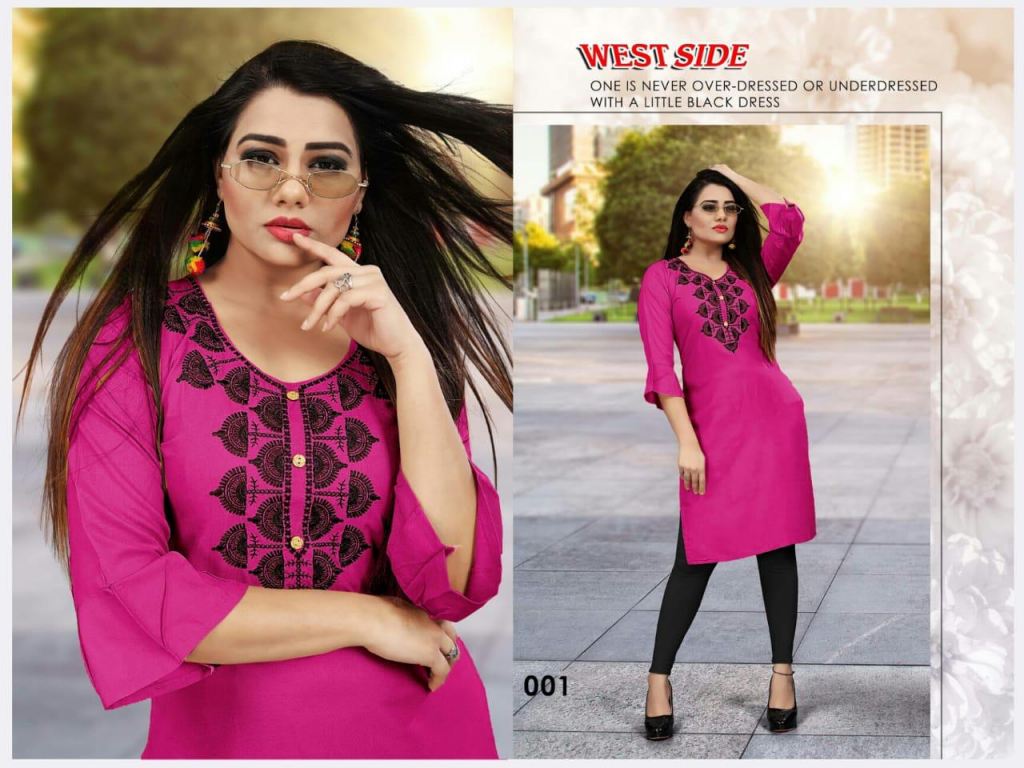 NAZAKAT BY ASLIWHOLESALE DESIGNER FACNY PLAIN RAYON PRINT KURTIS