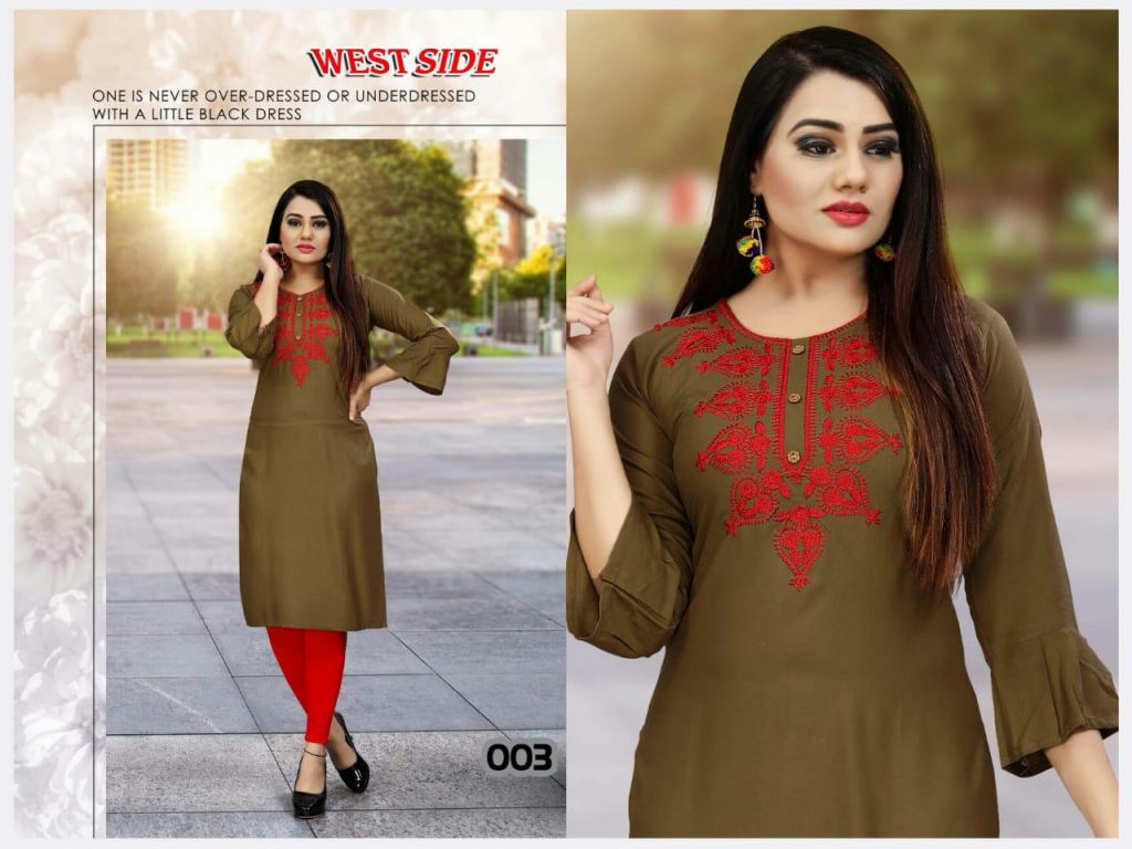 West Side Casual Wear Kurti collection this catalog fabric is rayon