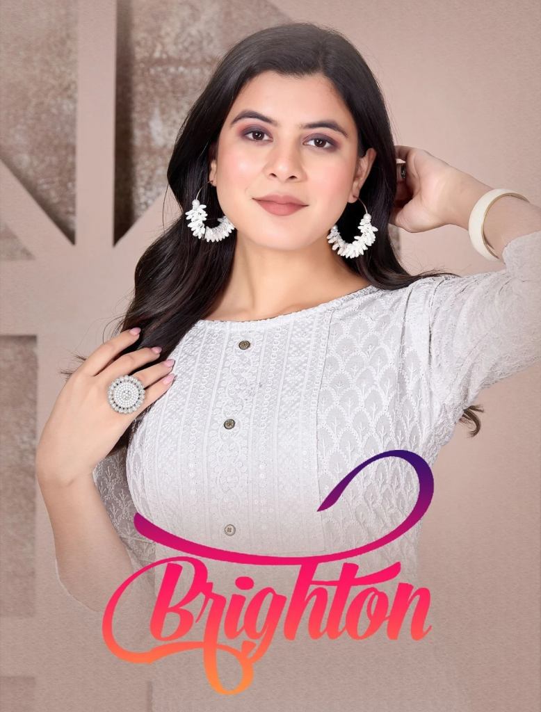 White Brighton Heavy Rayon Casual Wear Kurtis