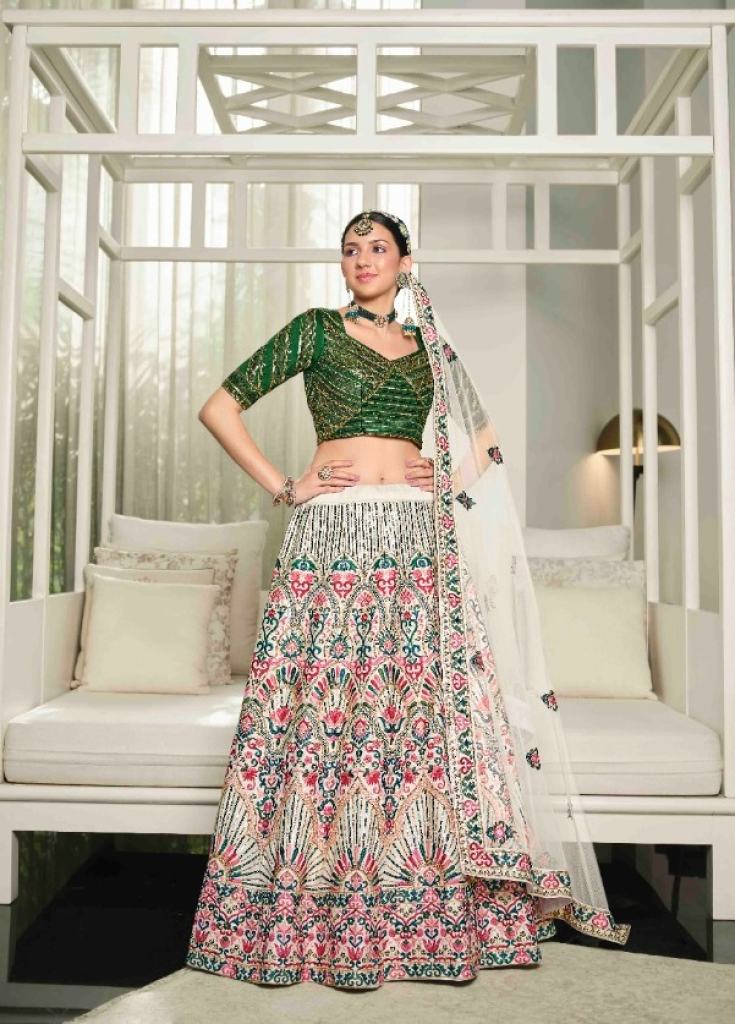 White Green Designer  Latest Lehenga Cholis collection