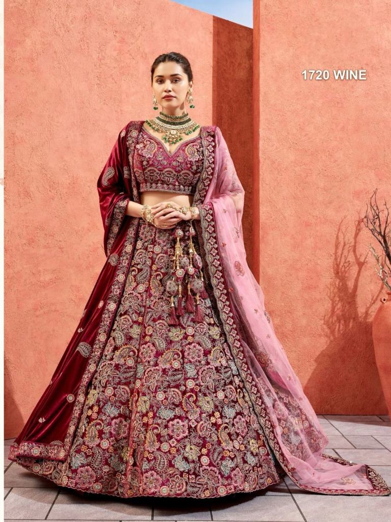 Wine 1720 Heavy Designer Bridal Lehenga Choli Collection