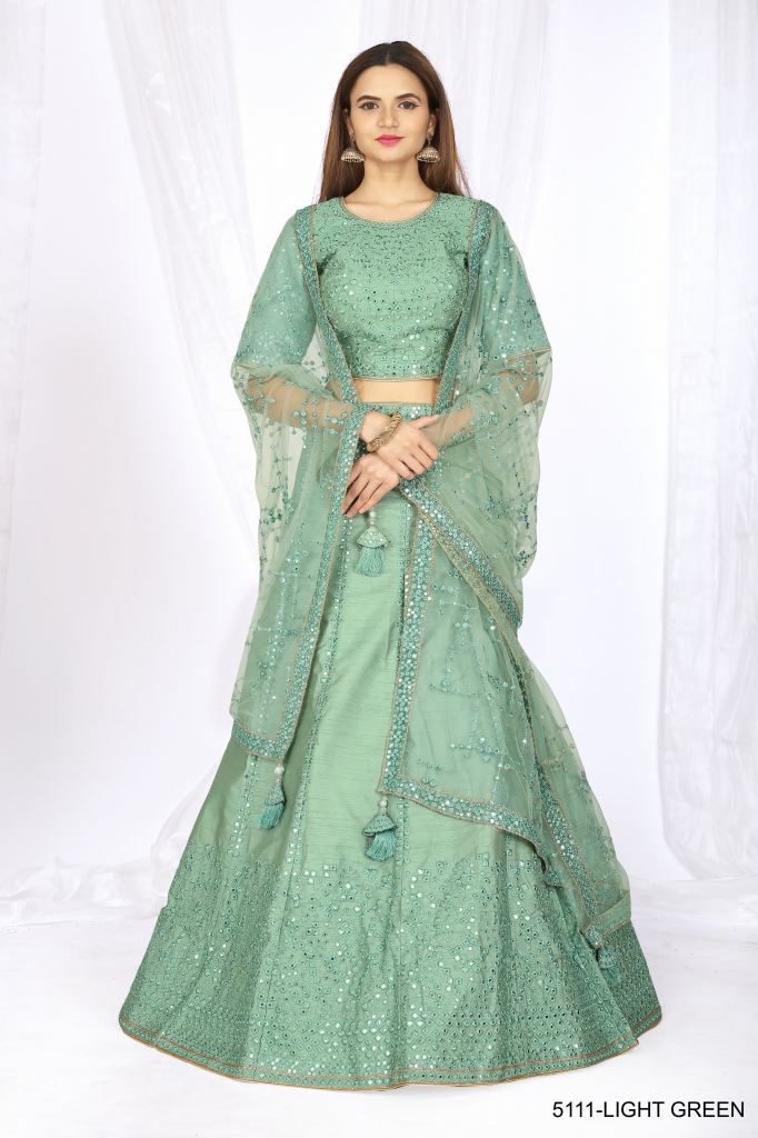 Net Embroidery Lehenga Choli In Pista Green Colour - LD1353674