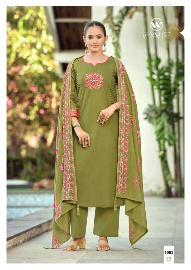 Woodee Haseen Thread Worked Kurti With Bottom Dupatta
