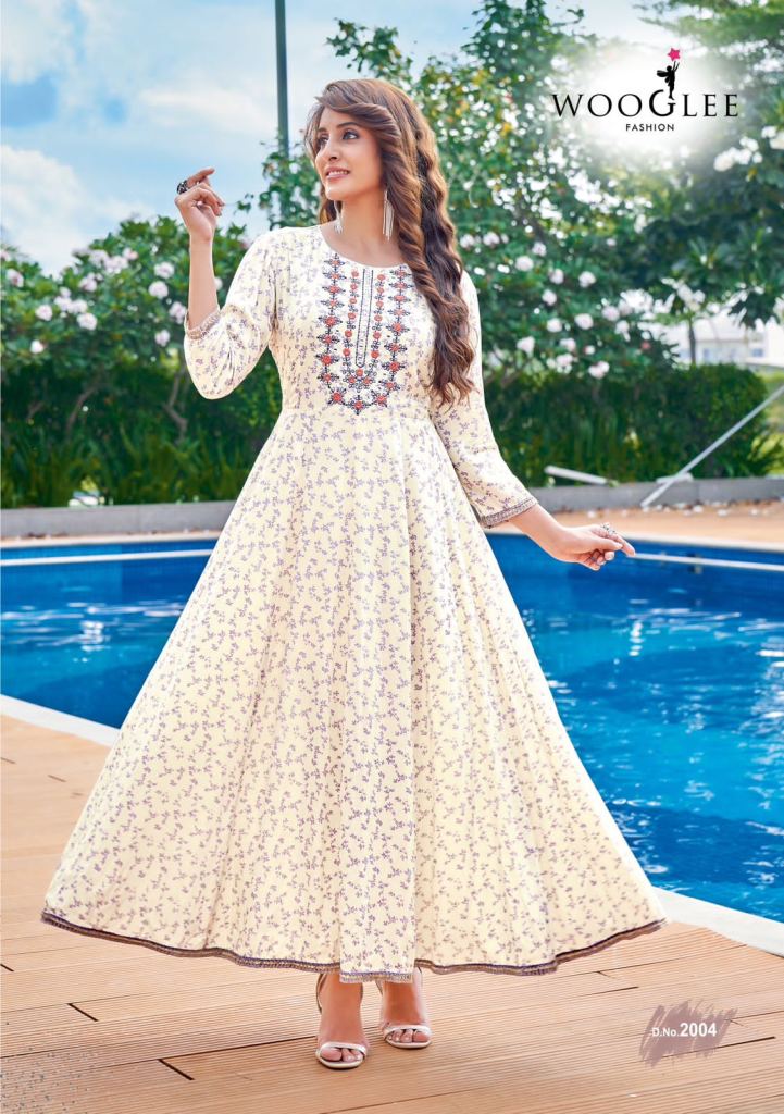 Wooglee Avsar Stylish Designer Rayon Long Anarkali Kurti Collection