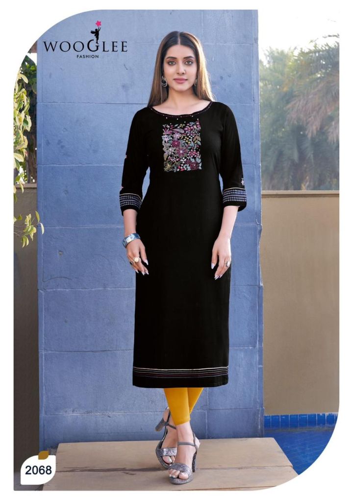 Wooglee Barbella Vol 10 Daily Wear Rayon Long Kurti Collection