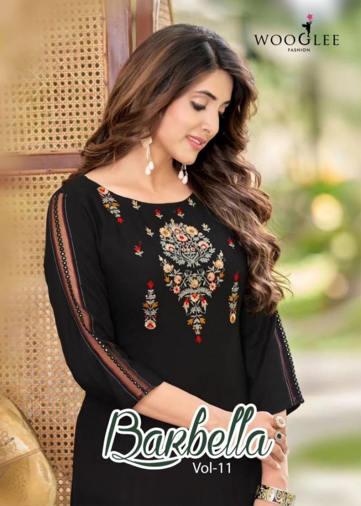 Wooglee Barbella Vol 11 Heavy Rayon Embroidery Kurti