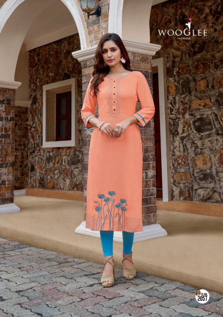 Wooglee Barbella  vol 8 Rayon Embroidery Kurti catalog 