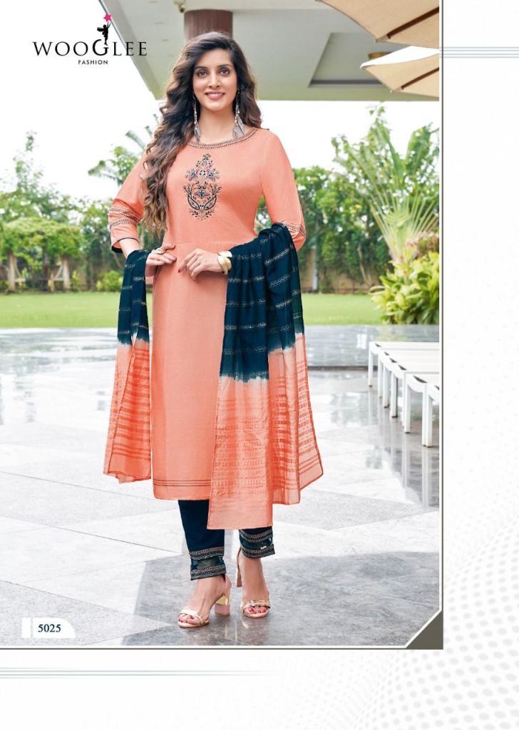 Wooglee Destiny Vol 4 Catalog Chinon Readymade Kurti Dupatta And Bottom