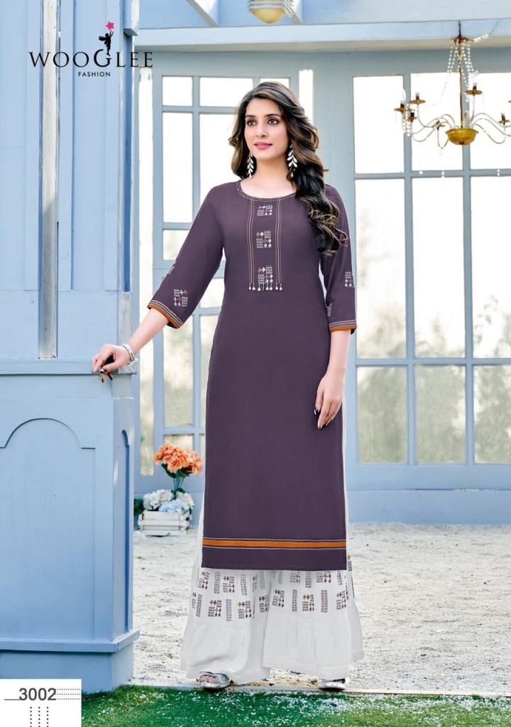 Wooglee Sunshine Catalog Designer Wear Kurti With Sharara