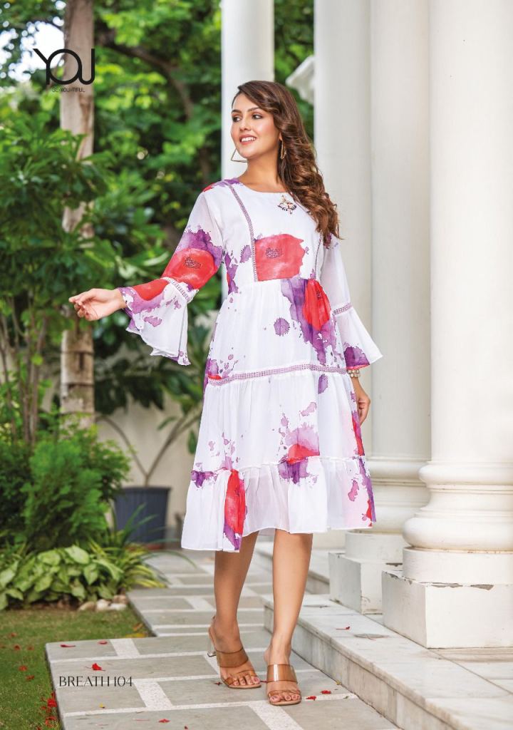 YOU Breath Georgette Printed Trending Tunics  collection 