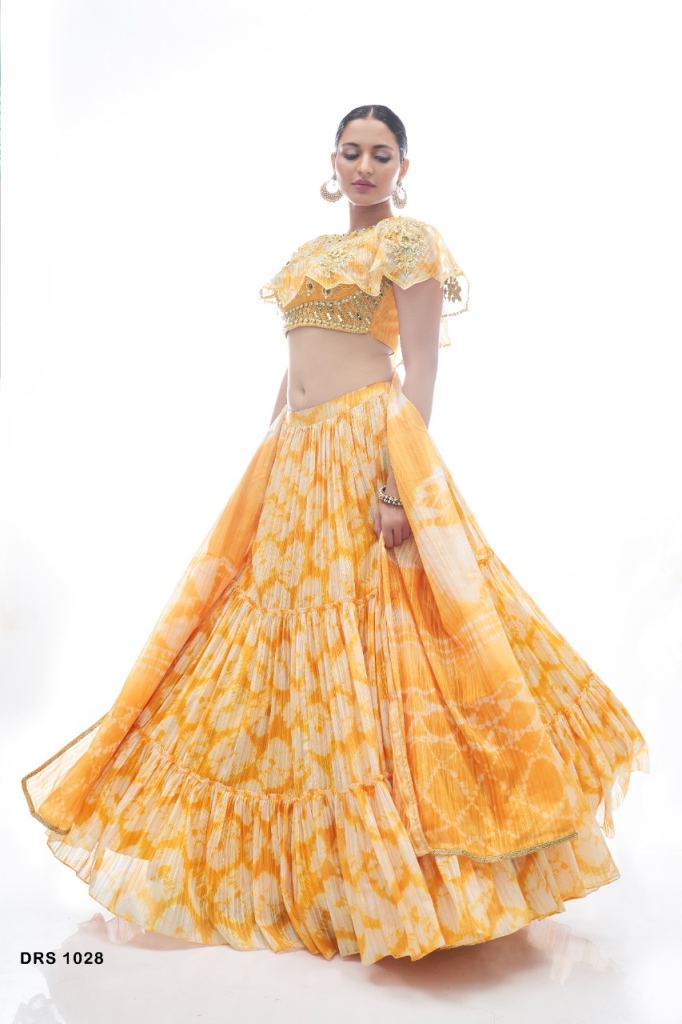 Yellow Jacquard Hand work Exclusive Lehenga collection