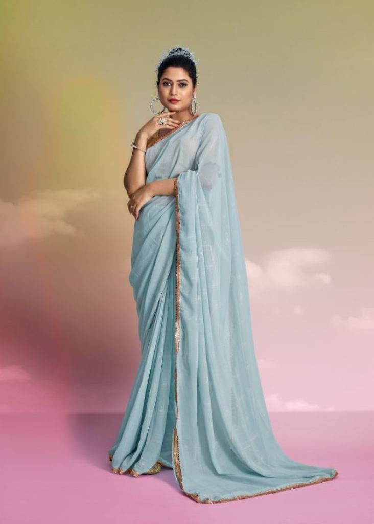 Ynf Chidiya Georgette Sequence Fancy Wear Saree Collection