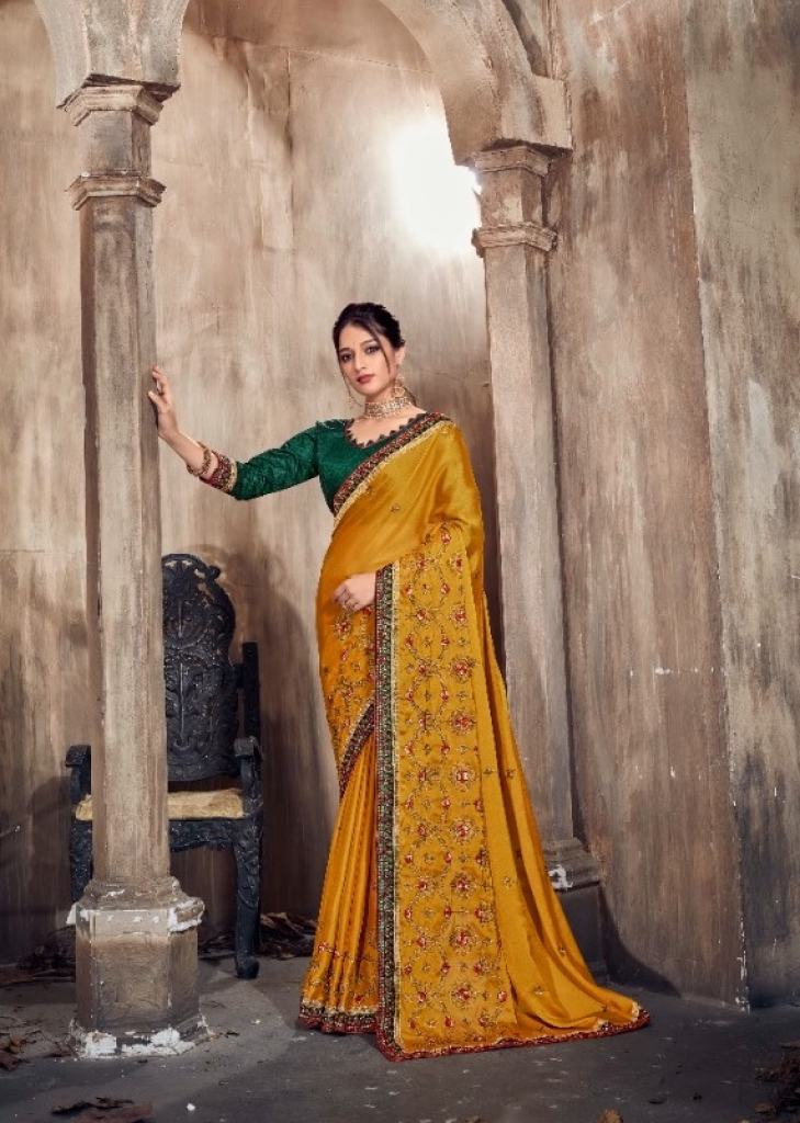 Ynf  Copper Rangoli  Designer Zari Embroidery Sarees collection