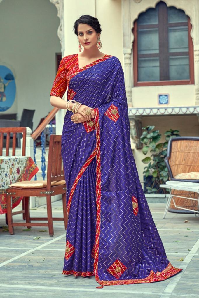 Ynf  Dazling Bandhani  Vichitra foil  printed designer Saree Collection