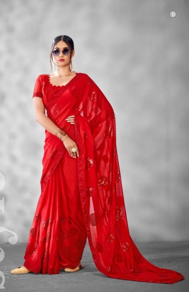 Ynf Humdumm  Crepe Sequence Fancy Designer Saree