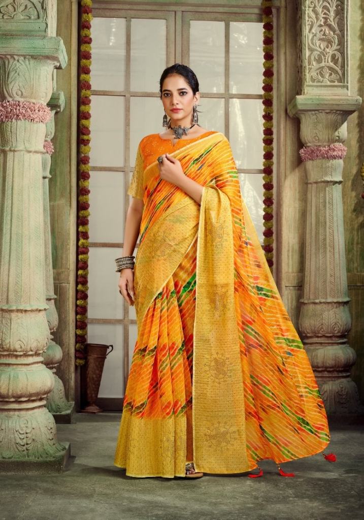 Ynf Laheriya Swarovski Fancy Digital Printed Designer Saree 