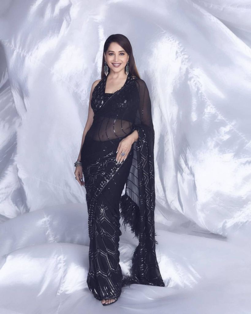 Ynf Madhuri Sequence Beautiful Georgette Saree