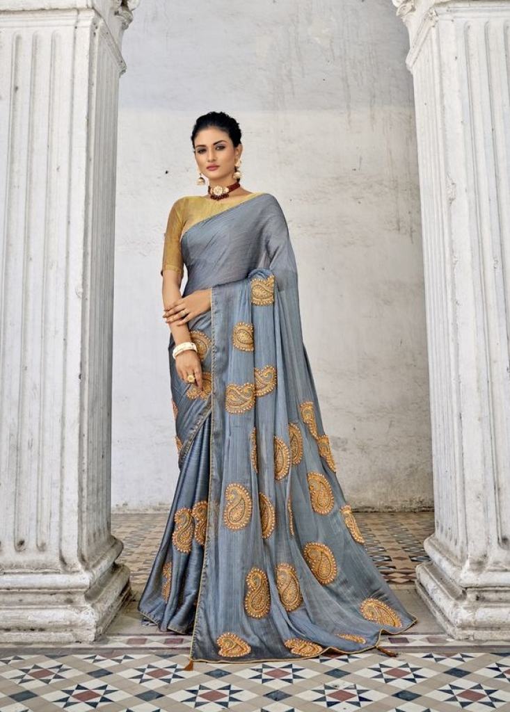 Ynf Mango stone Satin chiffon zari work saree