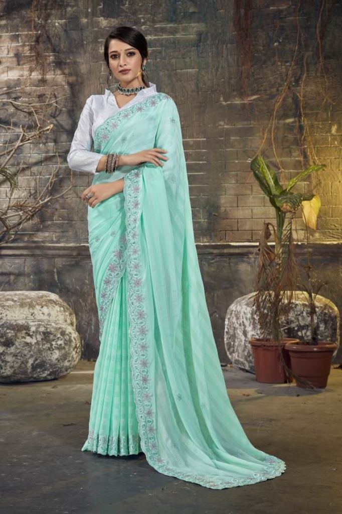 Ynf Ocean Georgette Festive Wear Georgette Embroidery Sarees