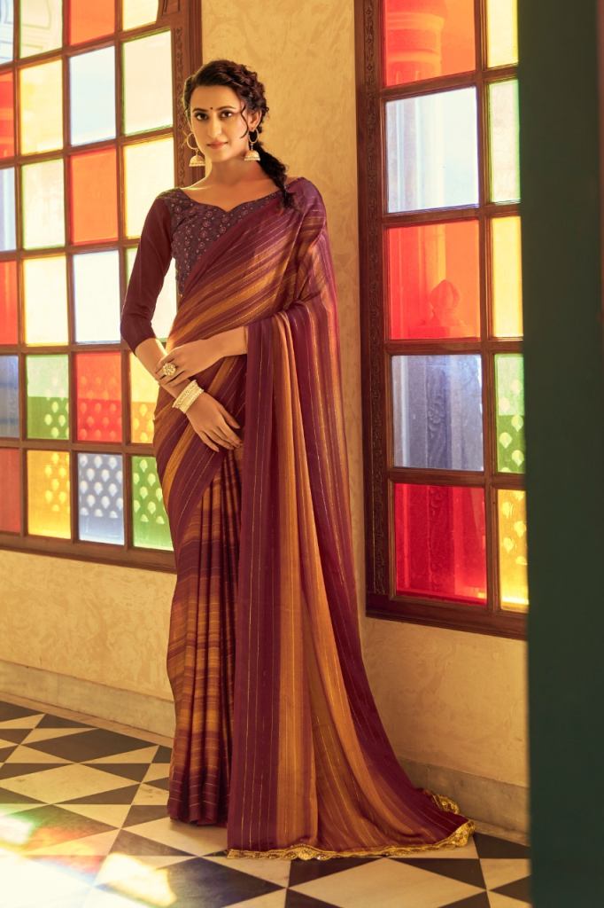Ynf  Rainbow Schiffli  Chiffon  Fancy Sequence Designer saree