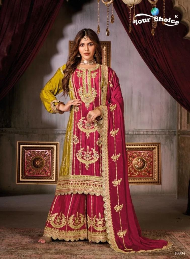 Your Choice Glossy 10001 To 10004 Chinnon Designer Salwar Suits