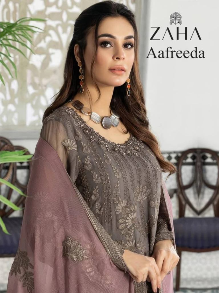 Zaha Aafreeda Vol 1 Georgette Embroidery Pakistani Salwar Suit 