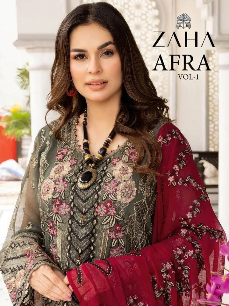 Zaha Afra Vol 1 Georgette Embroidery Pakistani Salwar Suit 