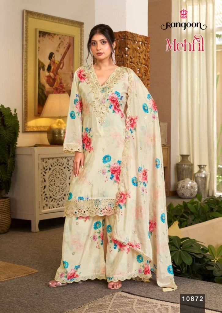 Zariah rangoon mehfil Crystal Chinon Salwar Suit Collection