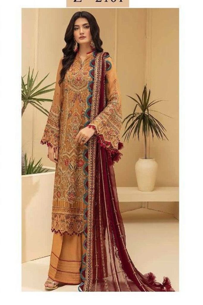 Zarqash Adan Tesoro Catalog Georgette Embroidery Pakistani Salwar Kameez 