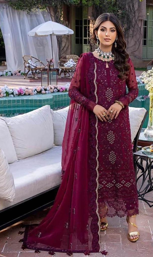 Zarqash Alif 2124 Georgette Embroidery work  Designer Pakistani Salwar Suits collection 