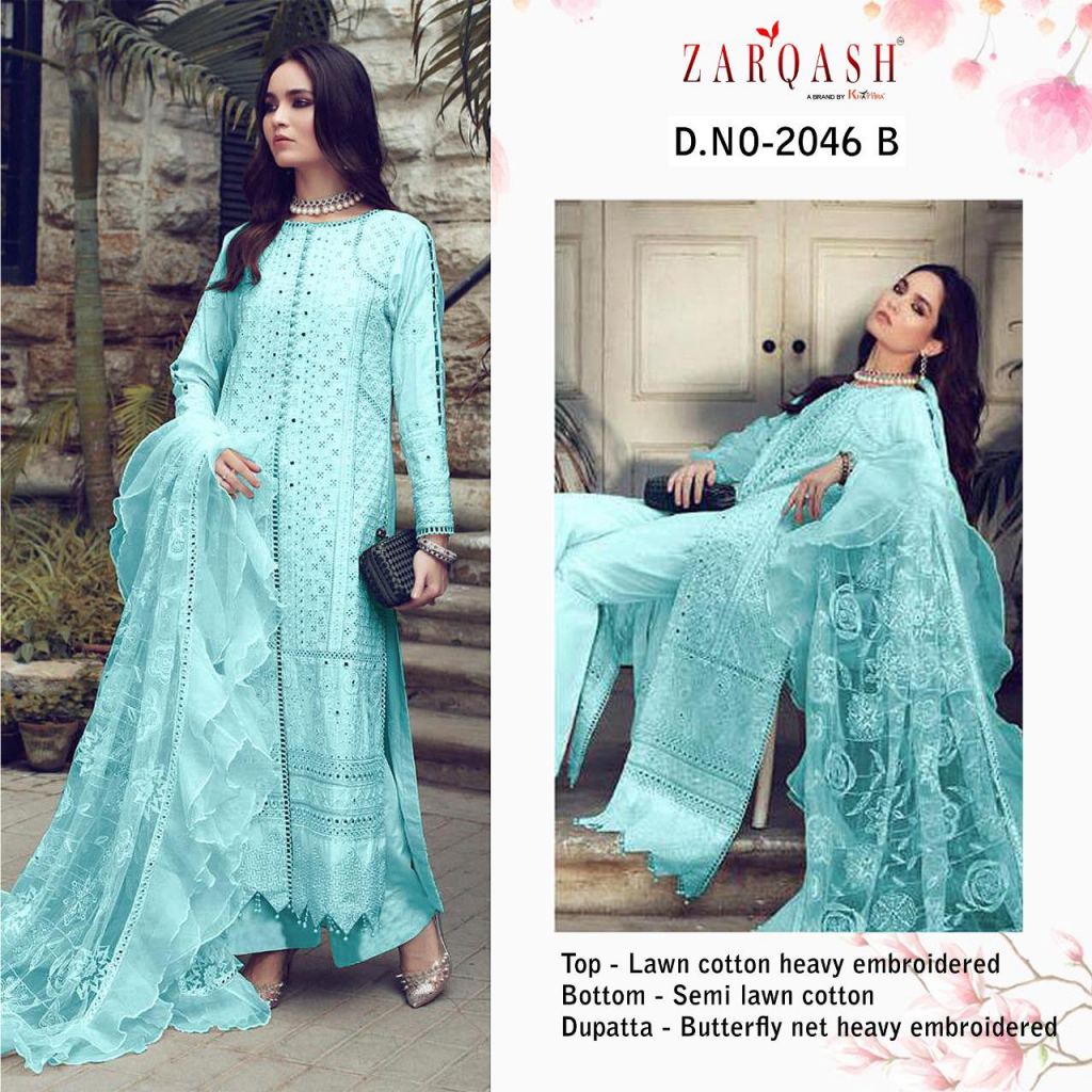 Zarqash Rouche Designer Cotton Embroidery Pakistani Salwar suits catalog  