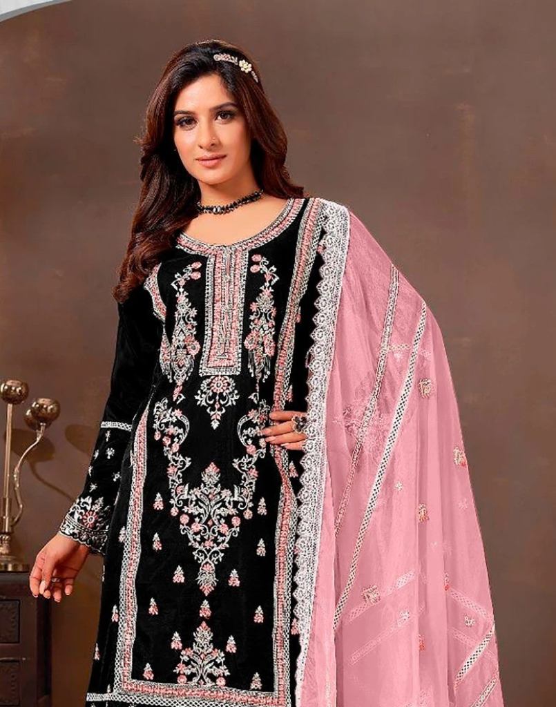 Zarqash Z 3098 A To D Organza Embroidery Salwar Kameez