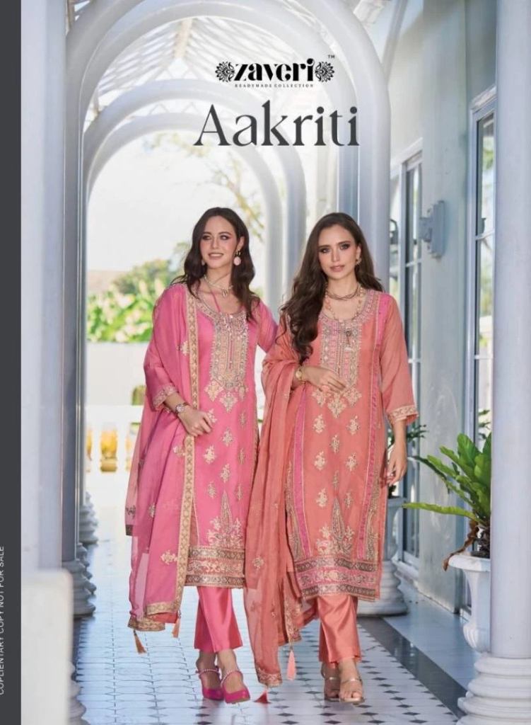 Zaveri Aakriti Organza Embroidery Kurti Bottom With Dupatta