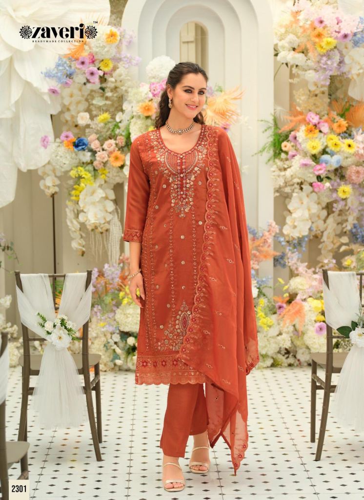 Zaveri Aarohi Embroidery Work Top Bottom And Dupatta