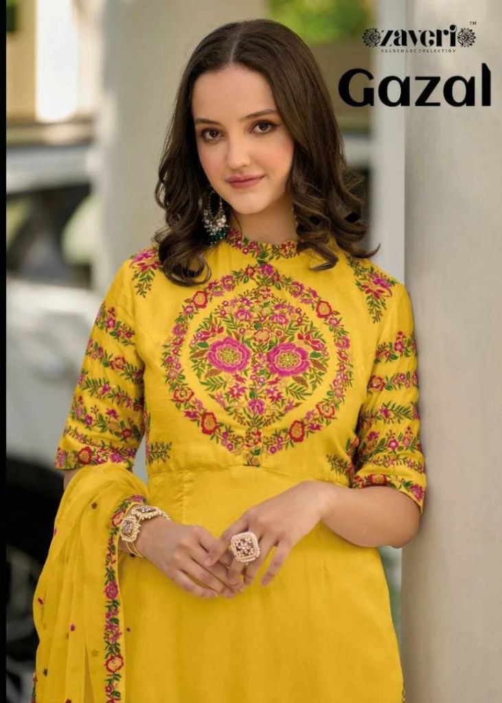 Zaveri Gazal Roman Silk Designer Ready Made Suits