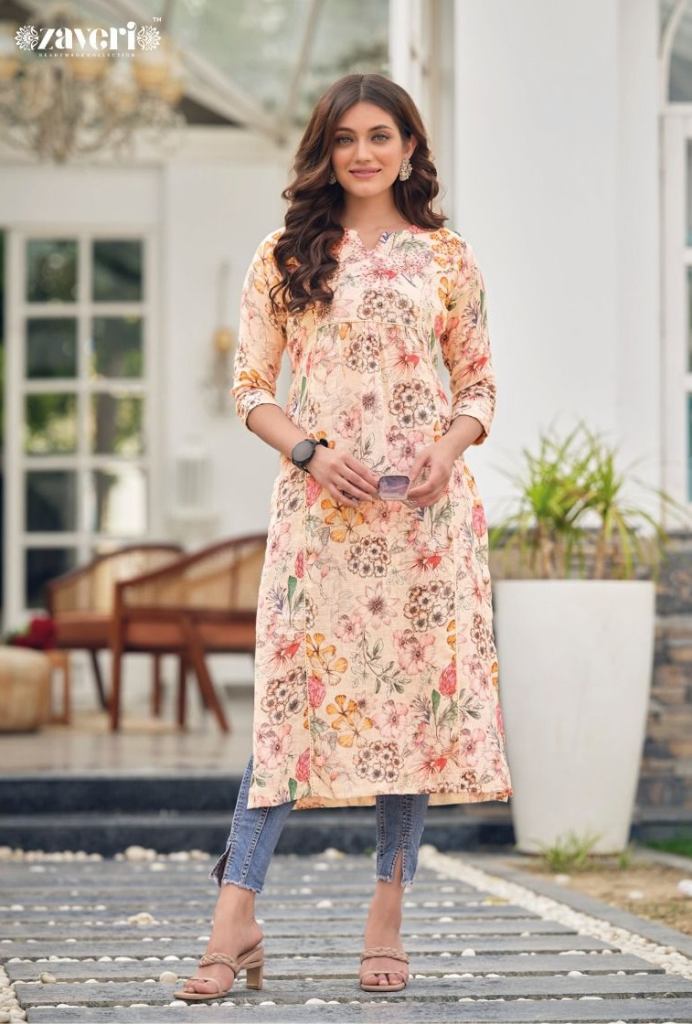 Zaveri Queen Heavy Lilen Desginer Kurti Colletion