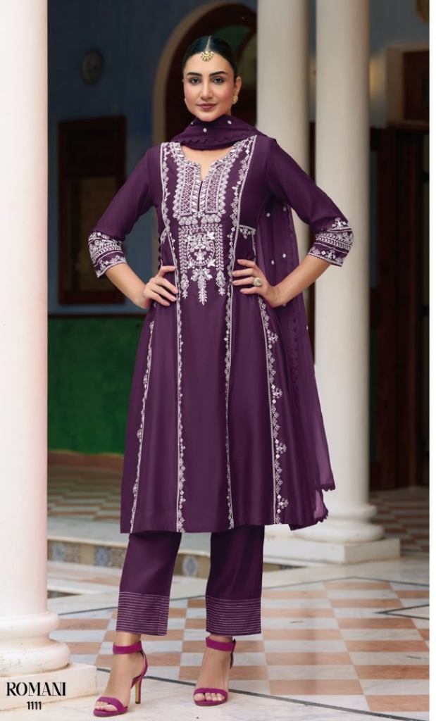 Zaveri Romani Party Wear Kurtis With Bottom Dupatta Collection