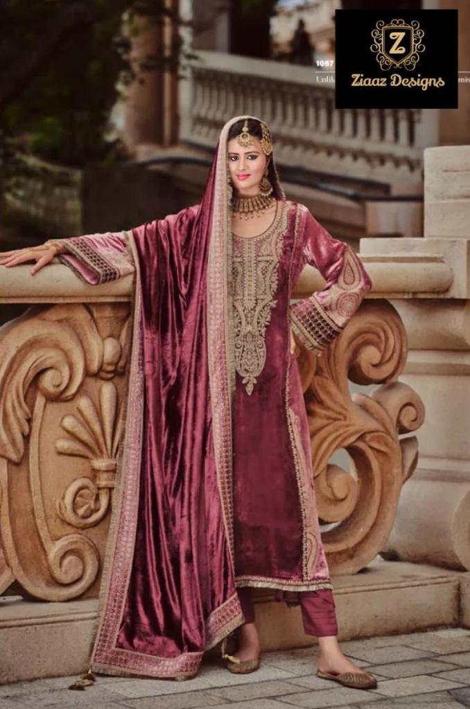 Ziaaz Semi Stitched Velvet Pakistani Suits