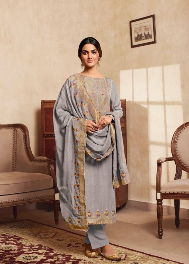 Zisa Charmy Adiva Maslin Silk Gold Embroidery  Designer Salwar  suits 