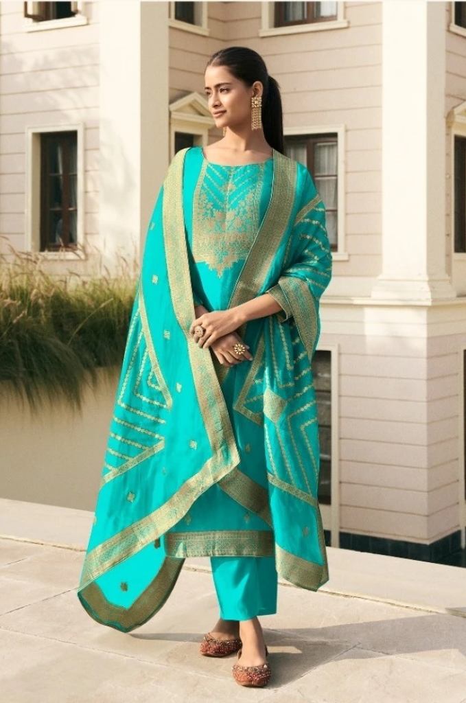 Zisa Olive 2 Silk Weaving Jacquard Designer Salwar Suits