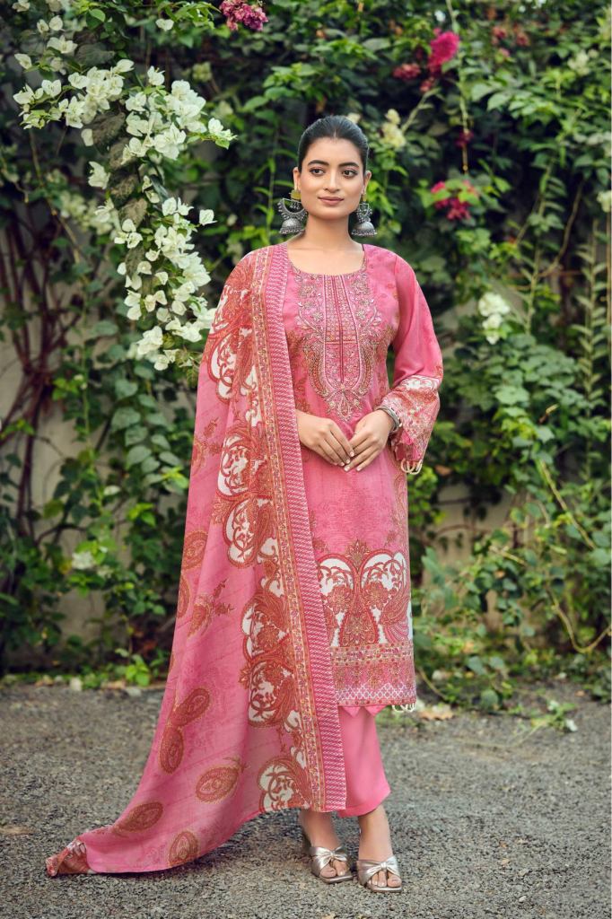 Zulfat Firdaus 723 Embroidery Worked Dress Material 